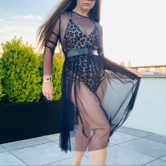 Zara Blue Transparent Tulle Tutu Mesh Midi Dress - Picture 15 of 16